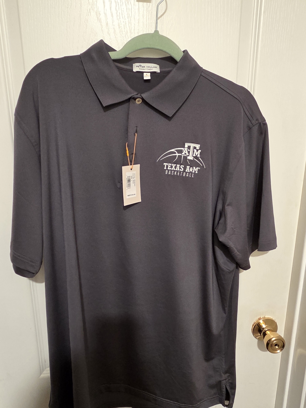 Peter Millar Texas A&M Basketball Polo - Gray